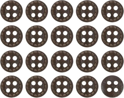 Uxcell 50pcs أزرار خشبية ، 15 ملم 4 ثقب جولة زر الخشب زر الخياطة زر منقط نمط لخياطة DIY Craft الملابس ، البني الداكن in Saudi Arabia