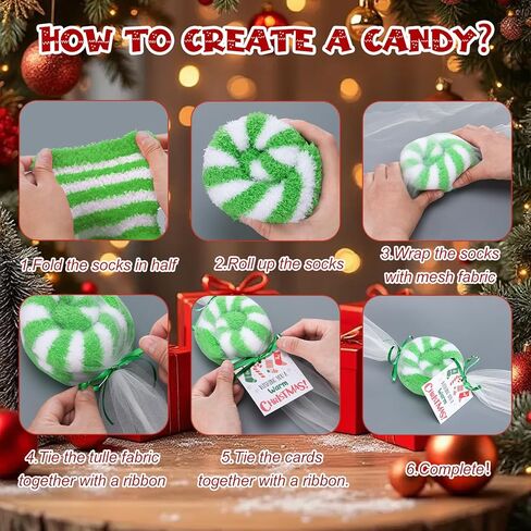Shihanee 56 Pairs Warm Christmas Fuzzy Socks with Candy Gift Packaging Fuzzy Stripe Slipper Soft Fluffy Athletic Socks Stocking Stuffers Women Christmas Gifts in Saudi Arabia