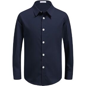 Arshiner Boys Long Sleeve Dress Shirt Button Down Shirts Formal School Uniform Shirt Size 5-12 Years in Saudi Arabia