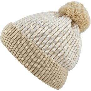 Kids Knit Daily Pom Beanie Hat with Thick Fleece Lining for Boys and Girls Versatile Winter Warm Cozy Skull Hats for Children in Kuwait