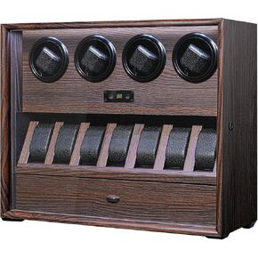 Watch Winder for 4/8 Automatic Watches, Watch Rotator for Rolex 15 Rotation Modes Box with LED Light, Watches Winder Case with Extra Watches Holders and Jewelry Storage Present for Men Quiet Mabuchi Motor in Saudi Arabia