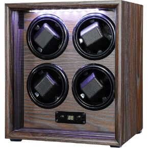 Watch Winder for 4/6/8/12 Automatic Watches, Watch Rotator for Rolex 15 Rotation Modes Box with LED Light, Watches Winder Case AC/USB Powered Present for Men Quiet Mabuchi Motor in Saudi Arabia