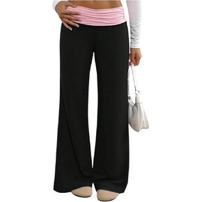 بنطال رياضي كاجوال واسع الساق مكشكش للفتيات من Milumia، كتلة الألوان، منخفض الارتفاع، واسع in Kuwait