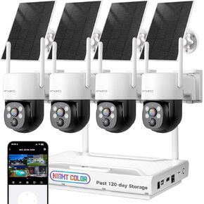 [كاميرا STARLIGHT] XMARTO HD NIGHT COLOR نظام كاميرا أمان بالطاقة الشمسية بدون أسلاك، تكبير بإمالة عموم، 4K طويل المدى واي فاي 6 مجموعة DVR للمراقبة، بطارية شمسية طويلة الأمد للمنزل CCTV 4-CAM مجموعة ث. هارد 1 تيرابايت in Kuwait