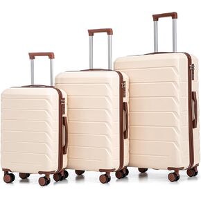 Luggage Sets 3 Piece with Spinner Wheel, Hardside Suitcase Set with TSA Lock, Durable Travel Luggage for Men and Women,Brown in Saudi Arabia