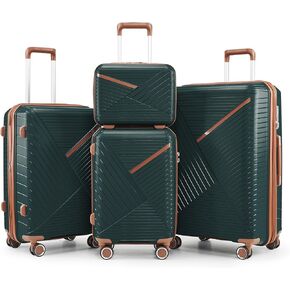 مجموعة أمتعة GDFStudio مكونة من 4 قطع (14 بوصة/20 بوصة/24 بوصة/28 بوصة) - حقيبة بولي بروبلين خفيفة الوزن قابلة للتوسيع مع قفل TSA، عجلات دوارة مزدوجة 360 درجة، حقيبة سفر متينة من مادة البولي بروبيلين مقاومة للماء، مرجاني + أخضر in Kuwait