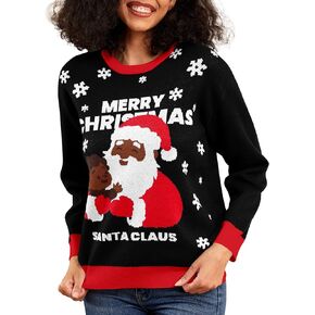 Yimoon Black Santa Christmas Sweater for Women African American Festive Holiday Kwanzaa Ugly Xmas Sweater for Adult in Saudi Arabia