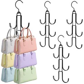 قطعتان من منظم شماعات المحفظة، حامل حقيبة يد دوار، موفر للمساحة، شماعة محفظة معدنية، خطافات تعليق، خطاف تخزين لخزانة غرفة النوم، خزانة ملابس، أحزمة الأوشحة in Kuwait