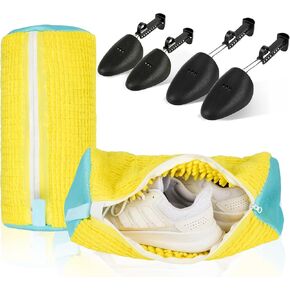(2-Pack) Shoe Washing Machine Bag with 4 Shoe Trees, Sneaker Laundry Bags for Washer & Dryer, 360° Protective Mesh Shoe Cleaning Bag with Self-Locking Zipper and Safely Wash Shoes in Washing Machine. in Saudi Arabia