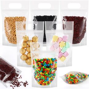 120 pcs حقيبة هدايا بلاستيكية بلاستيكية حقيبة جيدة الحفلات مع نافذة صافية متنوعة لصالح الأكياس مع مقبض لعيد ميلاد منزل حفل زفاف هدية الحلوى ديكور مستلزمات (واضح) in Kuwait