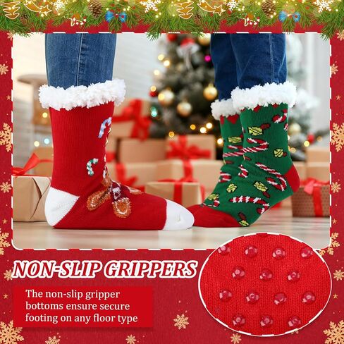 16/24 Pairs Christmas Slipper Socks for Women Men Fuzzy Non-slip Cozy Fluffy Holiday Thermal Socks Bulk Gifts in Saudi Arabia