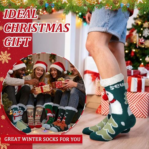 16/24 Pairs Christmas Slipper Socks for Women Men Fuzzy Non-slip Cozy Fluffy Holiday Thermal Socks Bulk Gifts in Saudi Arabia