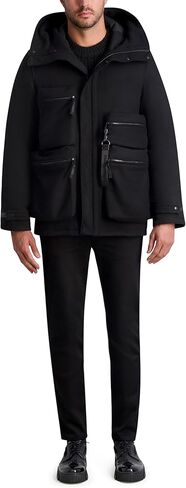 KARL LAGERFELD mens Long Sleeve Four Front Pockets Wool Blend Hooded Jacket in Saudi Arabia