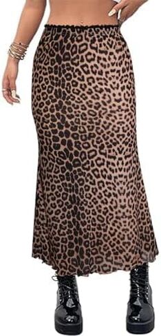 Avanova Women Floral Sexy Slit Slip Midi Skirts Boho High Waisted Summer Skirts in Kuwait