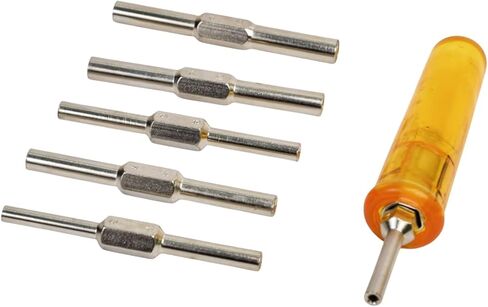 PRAZTECH® Clock Mainspring Let-Down Key Tool Kit | Includes 6 Double-Ended Chuck Rods (12 Arbor Sizes) + Ergonomic Handle | Clock Winding Arbor Release Tool for Watchmakers & Repair in Kuwait