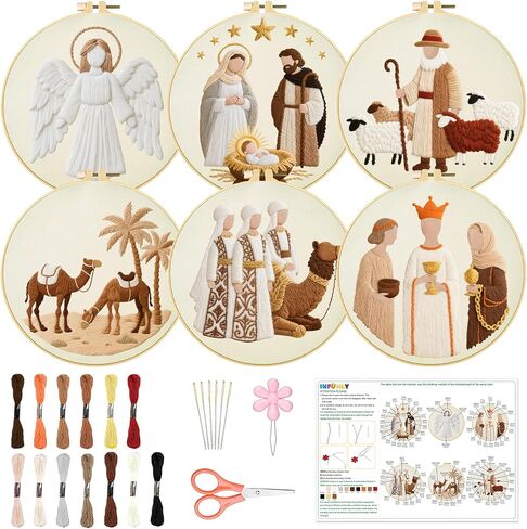INFUNLY 4 Pack Hummingbird Embroidery Kits for Beginners Flower Cross Stitch Kit Animal DIY Needlepoint Kits Floral Stamped Embroidery Kit with Instructions Embroidery Hoops Threads in Saudi Arabia