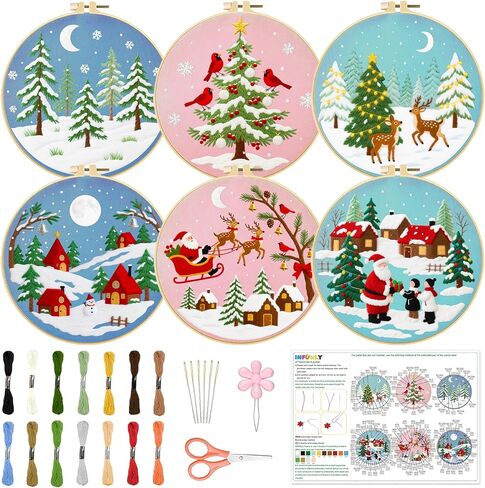 INFUNLY 4 Pack Hummingbird Embroidery Kits for Beginners Flower Cross Stitch Kit Animal DIY Needlepoint Kits Floral Stamped Embroidery Kit with Instructions Embroidery Hoops Threads in Saudi Arabia
