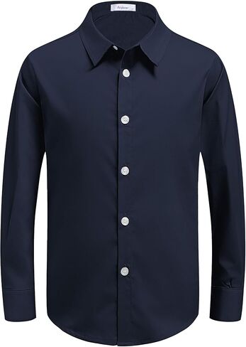 Arshiner Boys Long Sleeve Dress Shirt Button Down Shirts Formal School Uniform Shirt Size 5-12 Years in Saudi Arabia