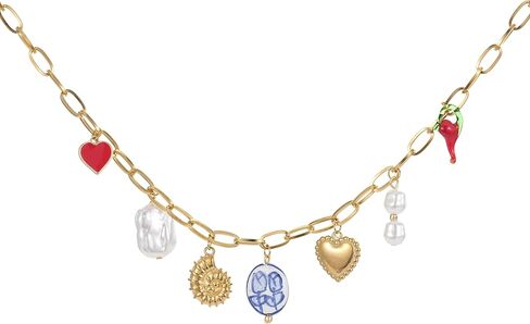 السلطعون مطرز قلادة الأحجار الكريمة للنساء، الملونة بوهو الأحجار الكريمة مطرز قلادة قلادة المياه العذبة اللؤلؤ سيرفر الشاطئ قلادة أنيقة اليدوية المجوهرات الصيف in Kuwait