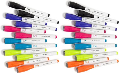 U Brands Fine Tip Dry Erase Markers with Eraser, Whiteboard Markers, Low Odor, Assorted Pastel Colors, Set of 8 in Saudi Arabia