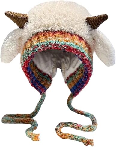 Christmas Antler Hat,Creative Reindeer Knitted Xmas Beanie&Bag 2-in-1,Foldable Deer Antler Winter Hat with Storage Handbag in Saudi Arabia