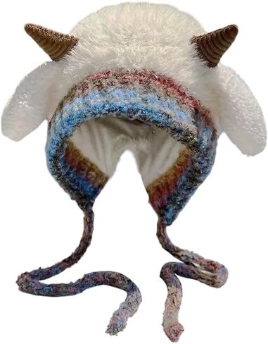 Christmas Antler Hat,Creative Reindeer Knitted Xmas Beanie&Bag 2-in-1,Foldable Deer Antler Winter Hat with Storage Handbag in Saudi Arabia