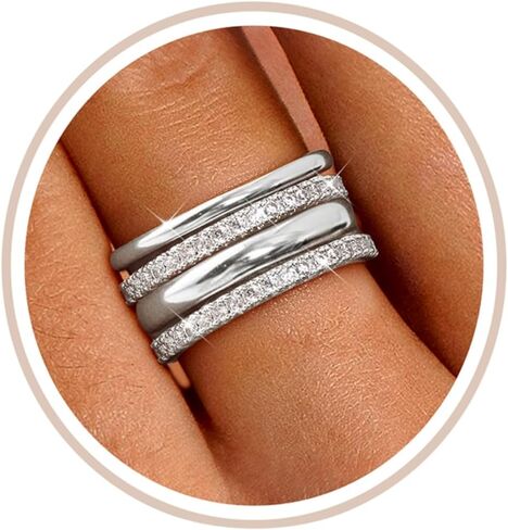 Florideco Stackable Rings for Women Non Tarnish 14K Gold Plated Dainty Cubic Zirconia Rings Minimalist Stacking Thumb Ring Set Thin Statement Promise Wedding Bands Engagement Ring Stack Size 5-10 in Saudi Arabia
