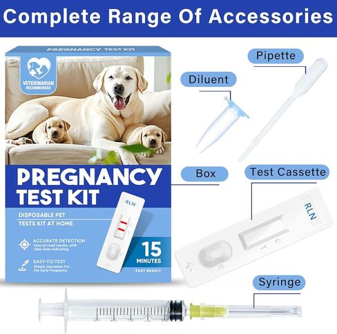 Dog Pregnancy Test, Dog Pregnancy Test Kit at Home, 15 min-Fast and Accurate Detection for Dogs & Cats, Painless, high Accuracy Rate up to 99%, 4Pcs/Kit in Kuwait