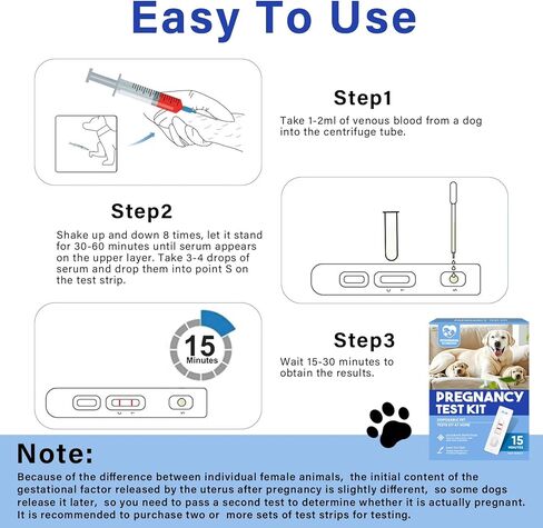 Dog Pregnancy Test, Dog Pregnancy Test Kit at Home, 15 min-Fast and Accurate Detection for Dogs & Cats, Painless, high Accuracy Rate up to 99%, 4Pcs/Kit in Kuwait