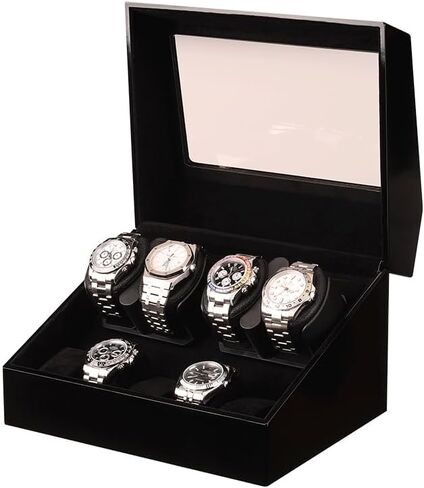 Watch Winders for Automatic Watches,Automatic Watch Winder Box,6 Watch Winder with Quiet Motor and 5 Storage Case for Man/Woman's Watches (Black Walnut) in Saudi Arabia