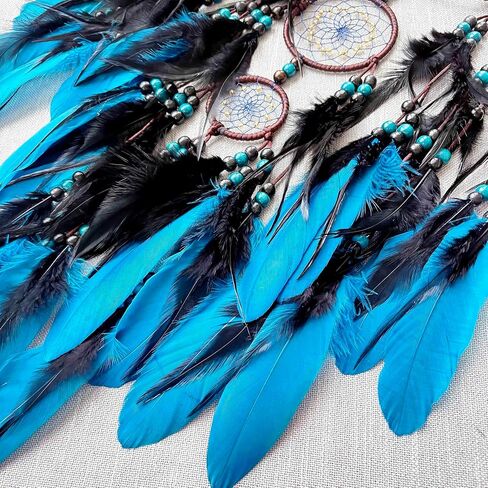 Large Dream Catchers, Boho Handmade Woven Blue and Black Dream Catcher Wall Hanging Ornament for Bedroom Living Room Adults Wedding Party Decor, Festival Blessing Gift (Blue & Black) in Saudi Arabia