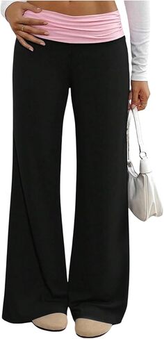 بنطال رياضي كاجوال واسع الساق مكشكش للفتيات من Milumia، كتلة الألوان، منخفض الارتفاع، واسع in Kuwait