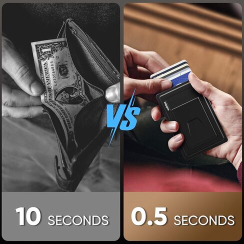 Metal Wallet For Men - Aluminum Magnetic Wallet, RFID Blocking, Push Button Slide-Out Quick Access, Slim Minimalist Front Pocket Wallet, Business Unisex Gift in Saudi Arabia