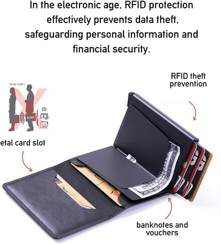 Leather Slim Card Holder RFID Blocking Credit Card Wallet Black Cards Case Holder Front Pocket for Men,Black in Saudi Arabia