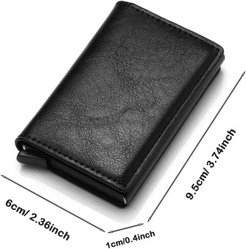 Leather Slim Card Holder RFID Blocking Credit Card Wallet Black Cards Case Holder Front Pocket for Men,Black in Saudi Arabia