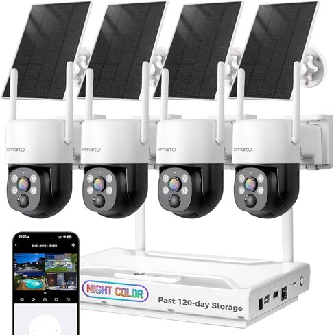 xmartO [Night Color] Super HD Solar Powered Wire-Free Home PTZ Security Camera Wireless Outdoor (Eternal Solar Power, Starlight Night Color Video, 0 Monthly Fee) in Kuwait
