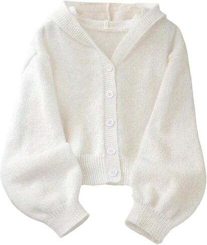 Verdusa Girl's Button Up Hooded Cardigan Fall Sweaters Long Sleeve Knit Outerwear in Saudi Arabia