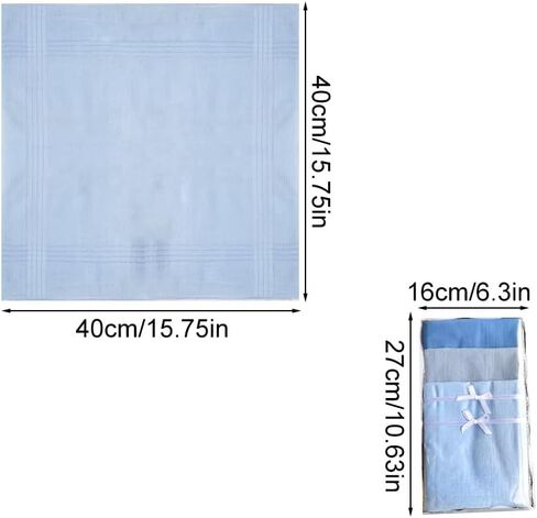 12PCS Blue Men’s Handkerchief 15.7x15.7 Inch Classic Pocket Square Handkerchiefs Set in Saudi Arabia