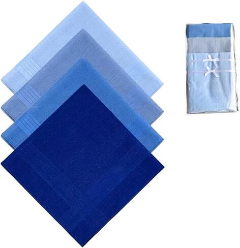 12PCS Blue Men’s Handkerchief 15.7x15.7 Inch Classic Pocket Square Handkerchiefs Set in Saudi Arabia