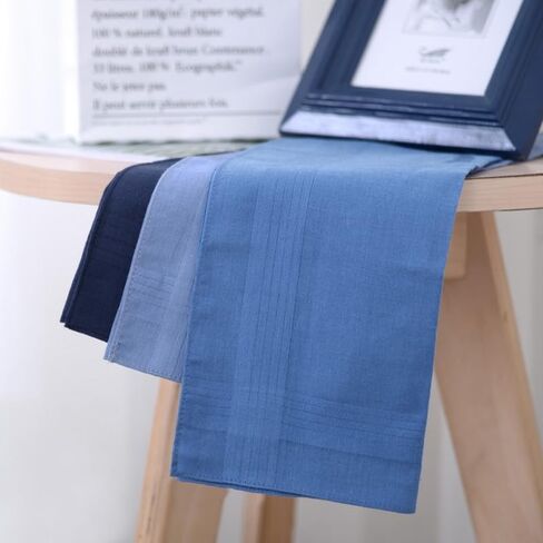 12PCS Blue Men’s Handkerchief 15.7x15.7 Inch Classic Pocket Square Handkerchiefs Set in Saudi Arabia