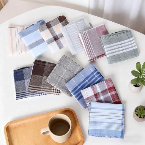 Pure Cotton Handkerchief Set for Men Checkered Print Handkerchiefs for Suits Daily Use in Saudi Arabia