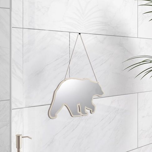 ’s Acrylic Bear-Shaped Makeup Mirror, High Clarity Hanging Wall Mirror for ’ Bedroom Nursery Decor, Cartoon Vanity Accessory in Saudi Arabia