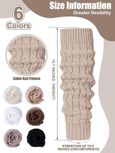 Shihanee 6 Pairs Women Fleece Lined Leg Warmers Knit Winter Warm Retro Leg Warmer Long Boot Socks for Daily Wear Ice Skating in Saudi Arabia