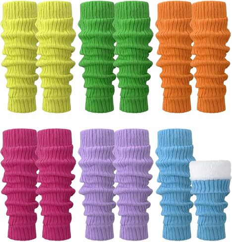 Shihanee 6 Pairs Women Fleece Lined Leg Warmers Knit Winter Warm Retro Leg Warmer Long Boot Socks for Daily Wear Ice Skating in Saudi Arabia