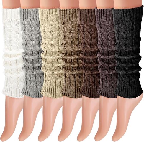 4 Pairs Leg Warmers for Women Winter Long Leg Warmers Knit Leg Warmers Warm Long Boot Socks for 80s Party Yoga Dance in Kuwait