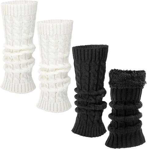 4 Pairs Leg Warmers for Women Winter Long Leg Warmers Knit Leg Warmers Warm Long Boot Socks for 80s Party Yoga Dance in Kuwait