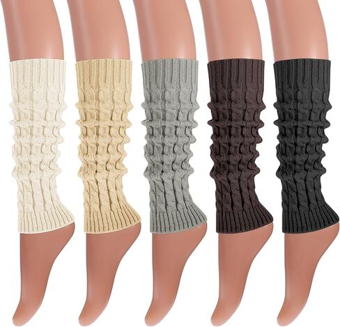 4 Pairs Leg Warmers for Women Winter Long Leg Warmers Knit Leg Warmers Warm Long Boot Socks for 80s Party Yoga Dance in Kuwait