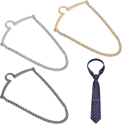 3 Pcs Tie Chain For Men Tie Tacks For Men Ties Clips For Mens Unique Suit Chain For Men's Gold Silver Black Fashion Necktie Clips Chains Mens Accessories With Ring Clasps For Neckties Vests Trousers in Saudi Arabia