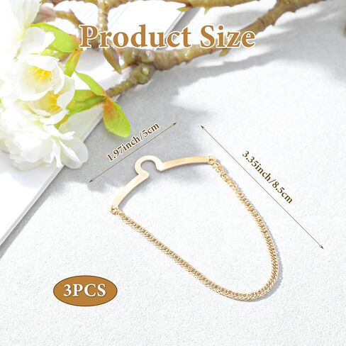 3 Pcs Tie Chain For Men Tie Tacks For Men Ties Clips For Mens Unique Suit Chain For Men's Gold Silver Black Fashion Necktie Clips Chains Mens Accessories With Ring Clasps For Neckties Vests Trousers in Saudi Arabia