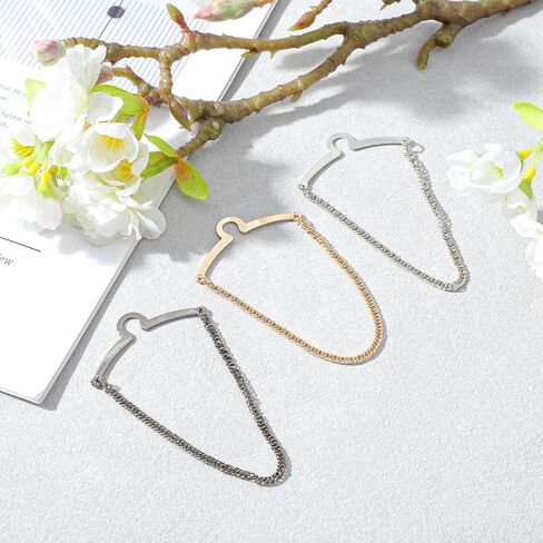 3 Pcs Tie Chain For Men Tie Tacks For Men Ties Clips For Mens Unique Suit Chain For Men's Gold Silver Black Fashion Necktie Clips Chains Mens Accessories With Ring Clasps For Neckties Vests Trousers in Saudi Arabia